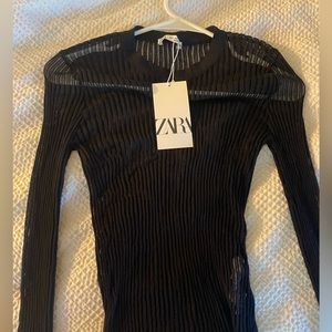 Black sheer top, brand new from ZARA
